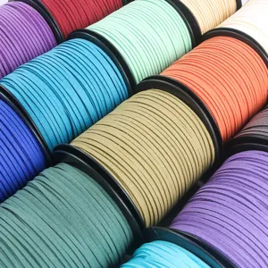 Multi-color faux suede cord 2mm velvet thread for DIY craft gift box packaging decoration detail