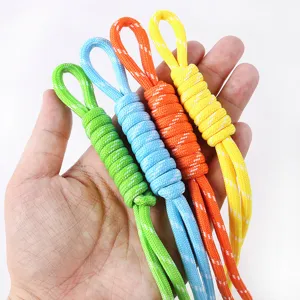 Detail showing four vibrant handmade woven lanyards for DIY keychain and bag accessories.