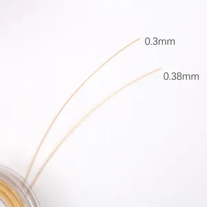 Stainless steel beading wire detail showing 0.3mm and 0.38mm thickness for DIY jewelry.