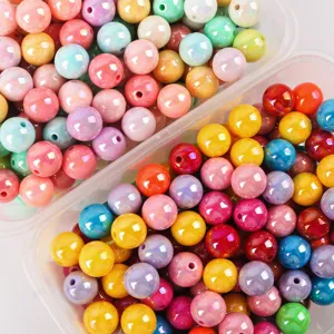 Vibrant 8-16mm acrylic AB macaron round loose beads for DIY jewelry and phone chain making