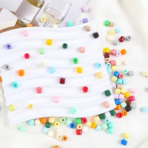 Colorful 6mm barrel beads solid spacer beads DIY bracelet jewelry accessories loose beads detail view.