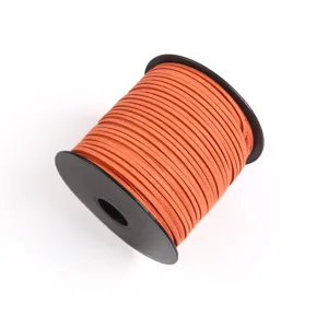 Faux suede cord detail shot, 2mm orange velvet leather thread for DIY crafts and gift packaging decoration.