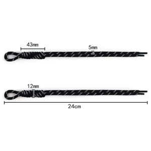 Handmade black and white woven lanyard charm for bags with 24cm total length dimensions