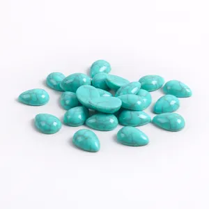 Perles en acrylique turquoise en forme de larme avec motif craquelé pour bijoux