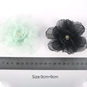 9cm handmade chiffon fabric flower DIY hair accessory clothing decoration floral part