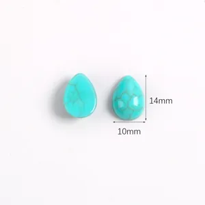 Perles goutte en résine turquoise à dos plat pour création de bijoux DIY, 10x14 mm.