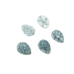 Perles en acrylique imitation turquoise en forme de goutte avec motif craquelé DIY
