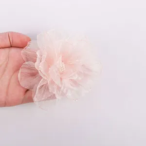 Handmade chiffon flower DIY hair accessory 9cm burnt edge fabric flower craft supply