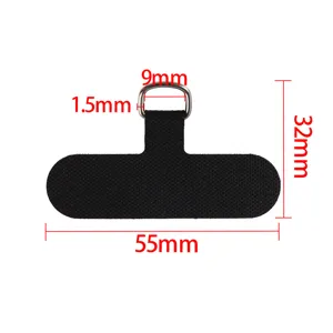 Universal phone lanyard patch tether tab with metal D-ring, black TPU fabric replacement.