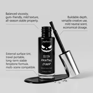zephoco schwarze Zahnfarbe Detailansicht, gleichmässiger Auftrag für kreatives Halloween Make-up.