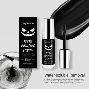 Zephoco schwarze Zahnfarbe für Halloween Make-up, einfache wasserlösliche Entfernung 4.5ml