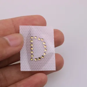 DIY crystal rhinestone letter D hotfix patch for clothing accessories, sparkling apparel decoration.