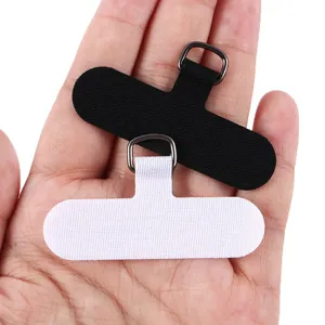 Universal phone lanyard patch, durable fabric tether tab, phone case connector strap.