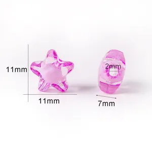 Detailed measurements of 11mm pink acrylic star beads for DIY jewelry making.