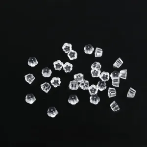 Transparente Silikon Blumen Ohrring Rueckseiten und weiche Plastik Ohr Muttern DIY Teile.