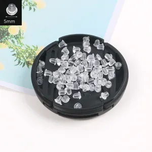 Klares Silikon Ohrringrueckseiten 5mm Kugel Sicherheits Ohrstecker weiches Polster Schmuck