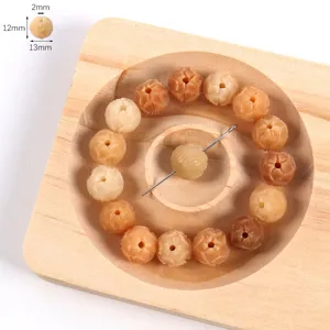Handcrafted carved bodhi root lotus beads for DIY jewelry making and prayer bracelets.