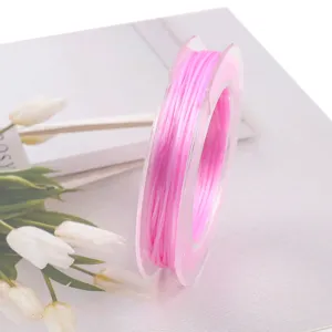 Cordon elastico rosa de 0.8mm hilo de cristal para abalorios joyeria detalles.