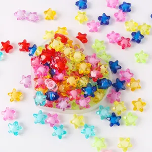 Detailed view of colorful 11mm acrylic star beads for DIY jewelry making crafts
