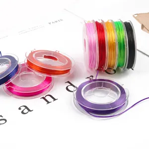 Cordón elástico plano de colores para abalorios y pulseras DIY, resistente, 0.8mm, 10m.