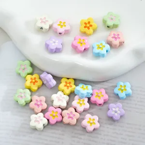 Colorful flower shape alloy loose beads for DIY handmade phone charms jewelry making.