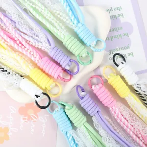 Colorful lace parachute cord mobile phone charm DIY lanyard aesthetic wrist strap accessory