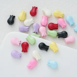 Colorful tulip shape loose beads for DIY phone chains jewelry making bracelets crafting charms