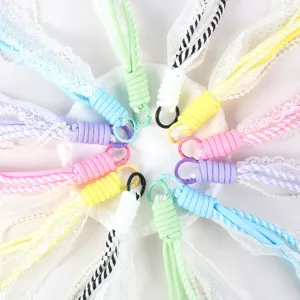 Colorful lace paracord phone charm strap DIY beaded wrist lanyard accessories set for you.