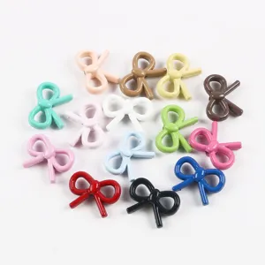 Alloy bowknot beads for DIY jewelry making, cute colorful metal charms for phone chains.