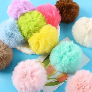 Colorful faux fur pom pom fluffy DIY craft accessories for handmade jewelry decoration charms.