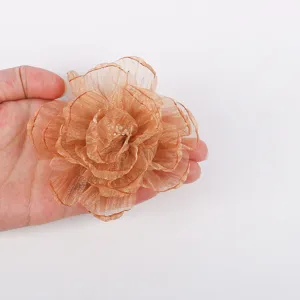 Handmade 9cm chiffon fabric flower for DIY hair accessories and clothing apparel decoration.