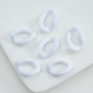 White acrylic open jump rings chain links DIY jewelry accessories crafting parts detail view