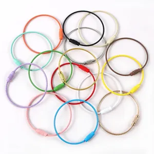 Colorful stainless steel wire key rings metal cable loops for DIY crafts and keys