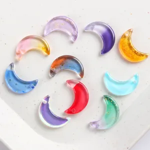 Perles en Verre Lune Irisée Breloques Croissant Magique pour Fabrication de Bijoux DIY Bracelets Colliers Accessoires