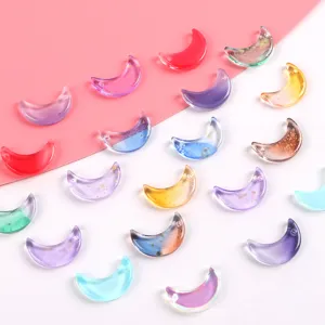Breloques lunes en verre irisé coloré avec feuille d'or pour bijoux DIY