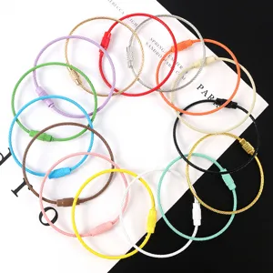 Colorful coated steel wire keychain loops, DIY metal key rings for luggage tags and crafts.