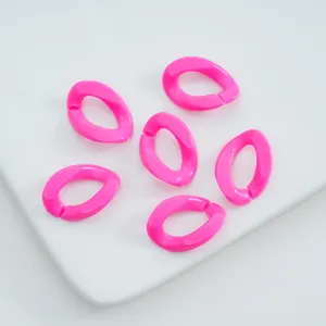 Hot pink acrylic open jump rings DIY chain links for handmade jewelry bags keychains