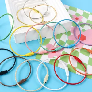 Colorful painted steel wire rings DIY keychain accessories metal key loops 50mm detail shot