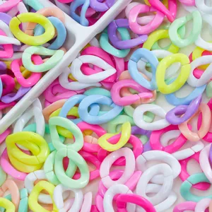 Colorful Acrylic Open Rings Chain DIY Craft Accessories Links for Bags Hairpins Keychains
