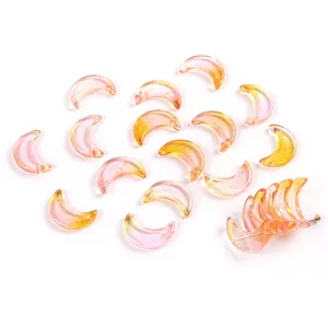 Perles en verre en forme de croissant de lune avec dégradé rose et jaune pour bijoux DIY
