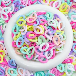 Acrylic colorful open rings chain DIY jewelry accessories details view showing mixed pastel colors.