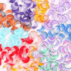 Breloques lune en verre irisé coloré pour la fabrication de bijoux DIY