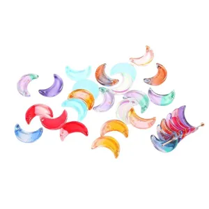 Breloques en verre irisé en forme de croissant de lune pour la création de bijoux DIY