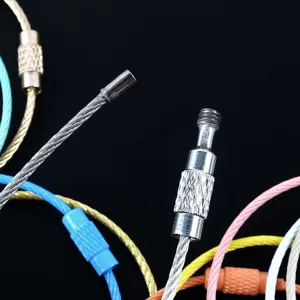 Colorful stainless steel wire keyring loop DIY metal cable keychain accessory for crafts