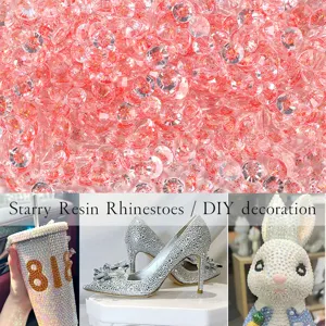 Close-up of iridescent resin starry rhinestones for DIY shoe and bottle decoration