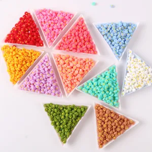 6mm resin layered flower nail art charms colorful small floral rhinestones for phone case DIY parts