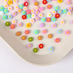 6mm resin flower nail art cabochons dopamine colorful small floral DIY phone case decor