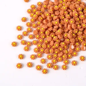 Resin flower nail art charms 6mm cute DIY phone case accessories caramel small floral decor