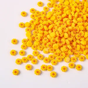 6mm resin layered flower nail charms dopamine yellow DIY craft accessories for phone case