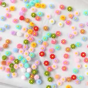 6mm colorful resin flower nail art charms dopamine small flower phone case DIY accessories